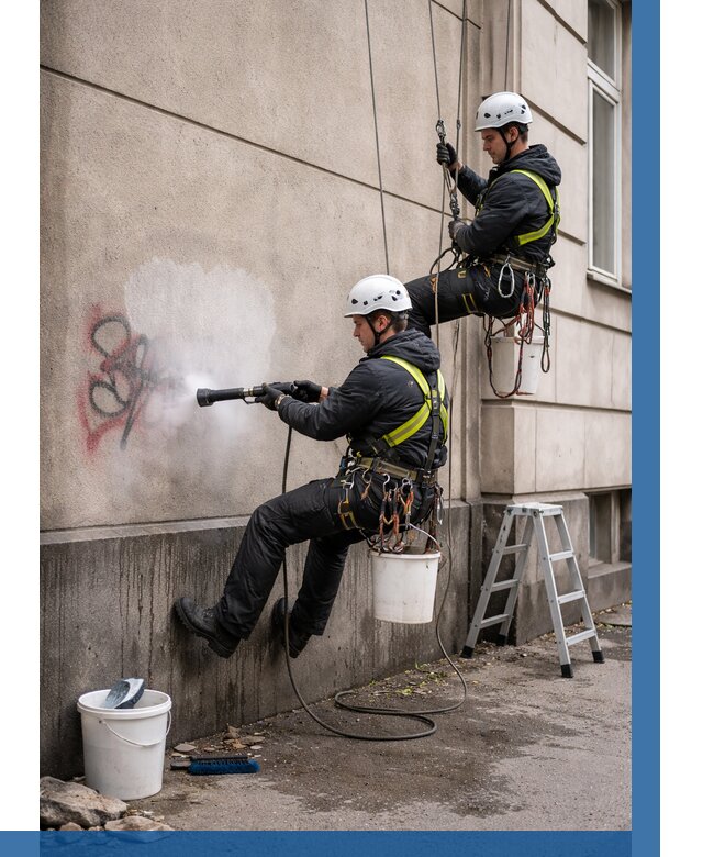 Удаление граффити с фасада в Муре от 4595 р. | ВЫСОТНИК-Мум