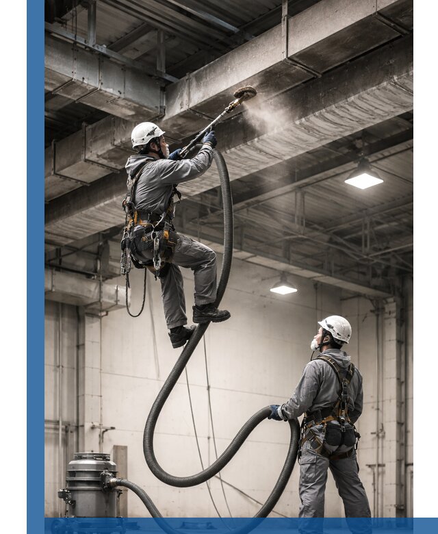 Обеспыливание потолочных конструкций в Муре промышленным альпинизмом