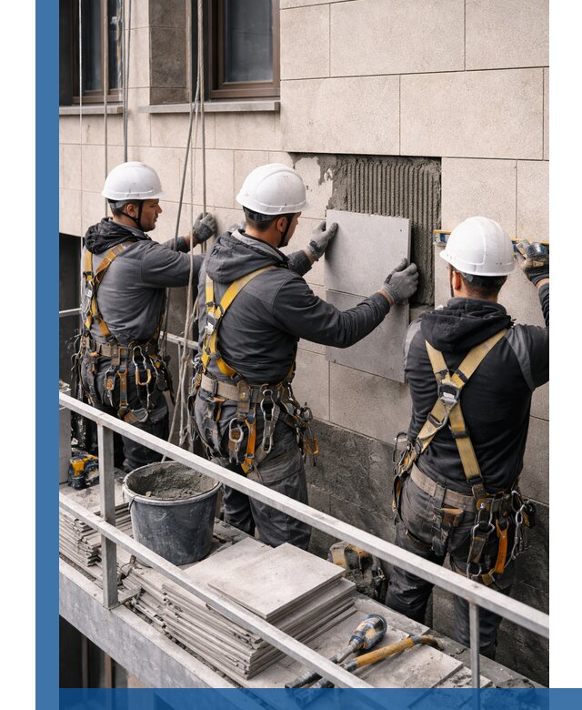 Ремонт облицовки фасада плиткой в Муре с гарантией