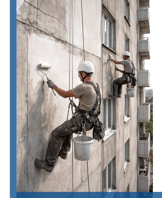 Покраска бетонного фасада в Муре для жилых и промышленных объектов