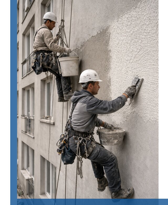 Нанесение декоративной штукатурки короед на фасад в Муре