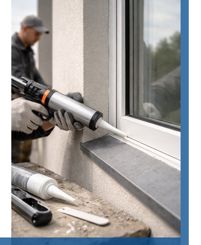 Герметизация монтажных швов окон в Муре от 664 р. | ВЫСОТНИК-Мум