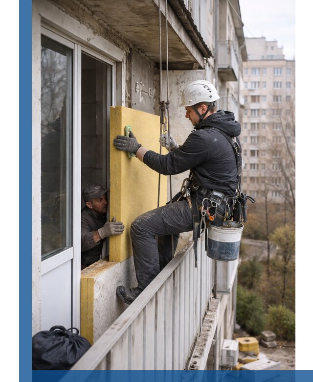 Профессиональное утепление балкона снаружи в Муре под ключ