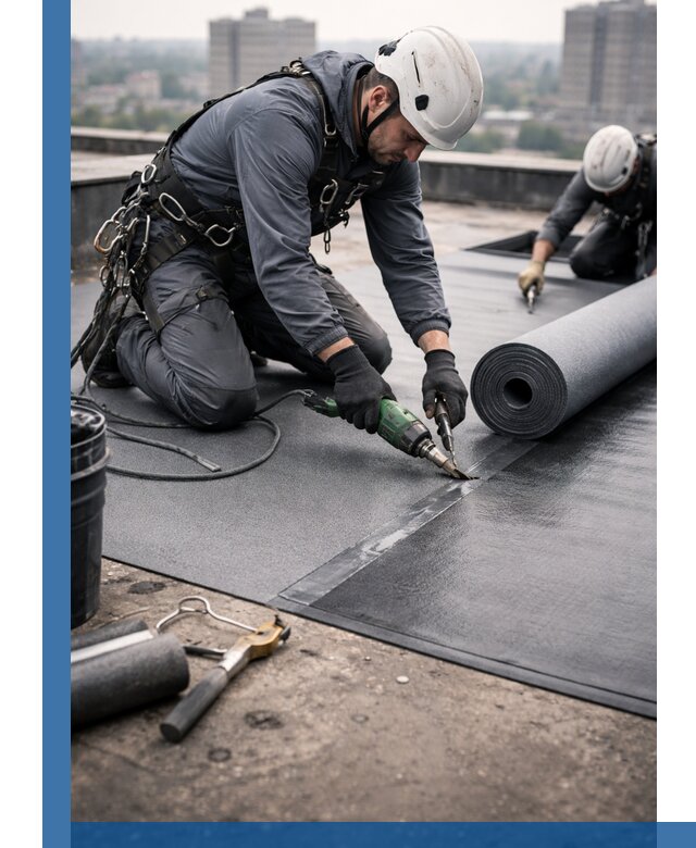 Ремонт мягкой кровли в Муре с выездом промальпинистов