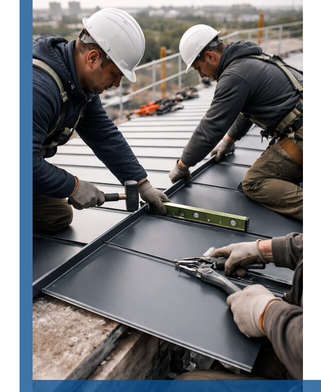 Монтаж фальцевой кровли в Муре для промышленных зданий