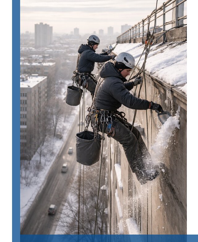 Очистка карнизов от снега в Муре профессионально и безопасно