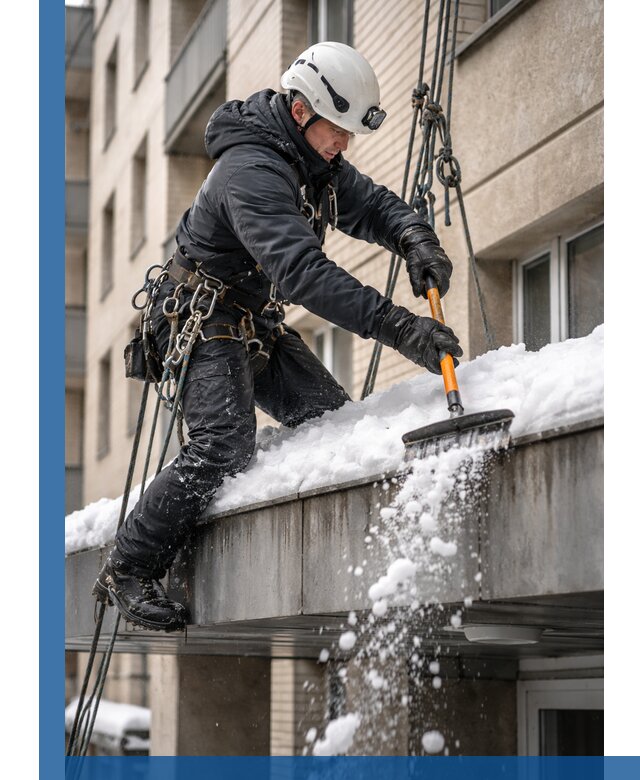 Очистка козырьков от снега в Муре круглогодично безопасно