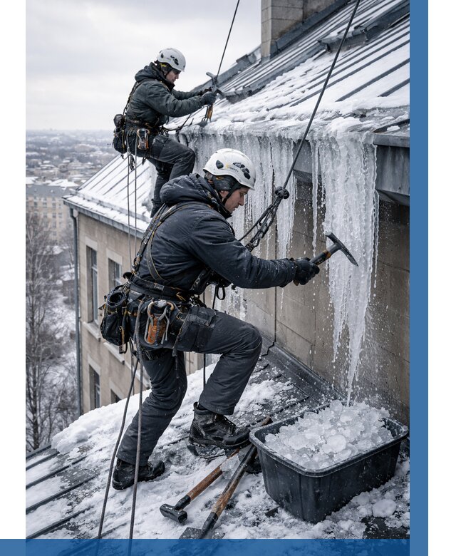 Удаление наледи с кровли в Муре от 5616 р. | ВЫСОТНИК-Мум