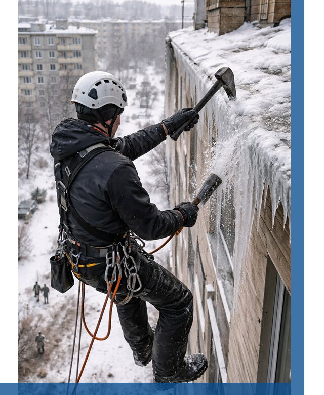 Сбивание сосулек с крыши в Муре по цене от 4595 р. | ВЫСОТНИК-Мум