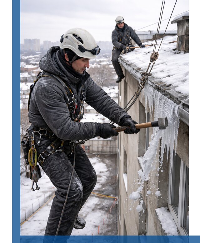 Сбивание и удаление сосулек с крыши в Муре безопасно