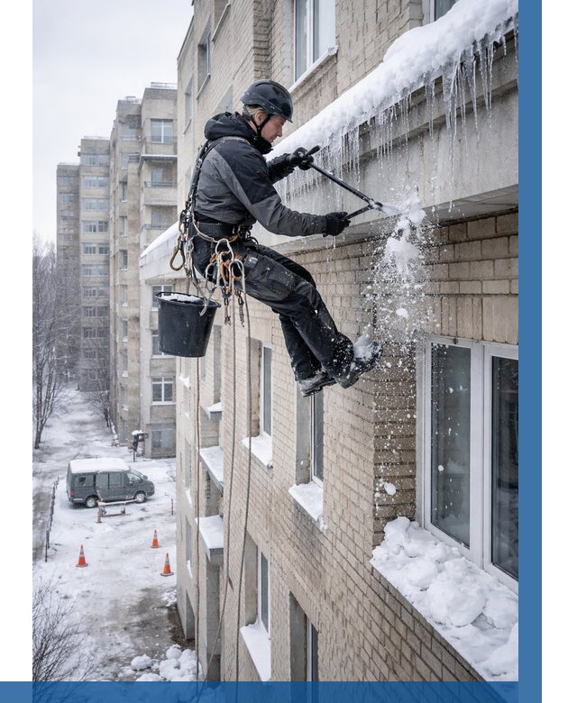 Удаление наледи с карнизов в Муре от 357 р. | ВЫСОТНИК-Мум