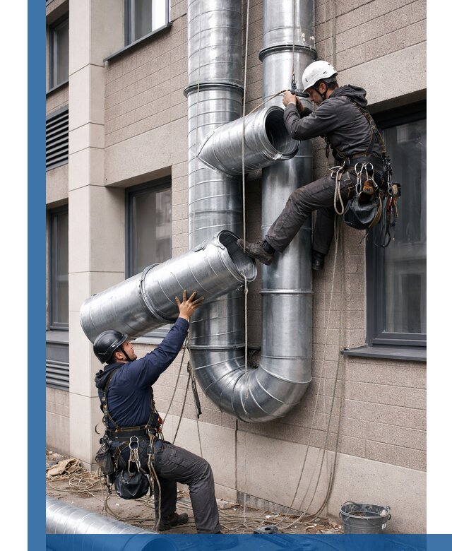 Монтаж фасадных воздуховодов в Муре с герметизацией и крепежом