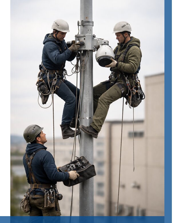 Установка видеокамер на мачте в Муре от 8679 р. | ВЫСОТНИК-Мум