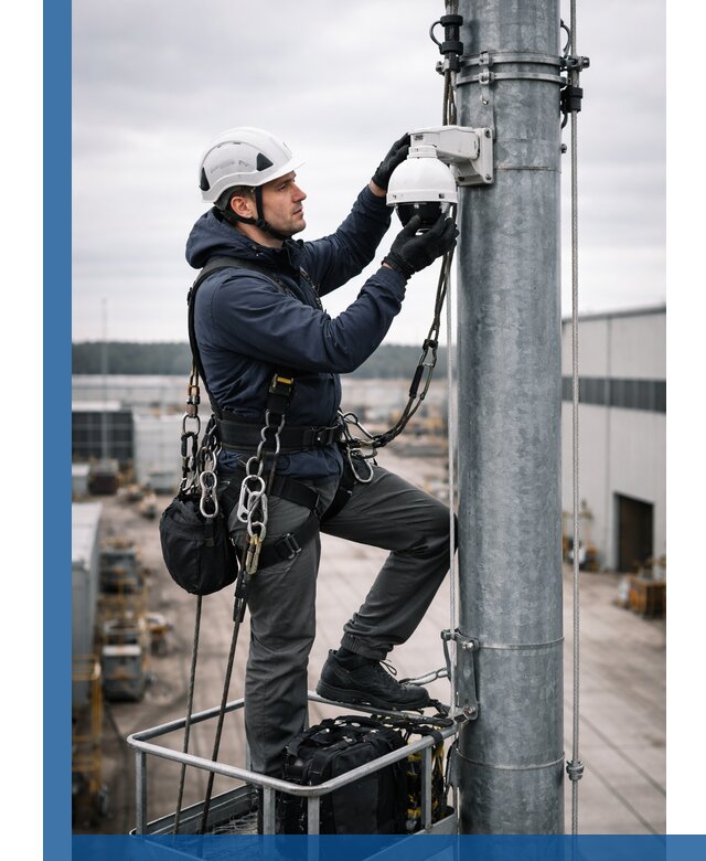 Профессиональная установка видеокамер на мачте в Муре