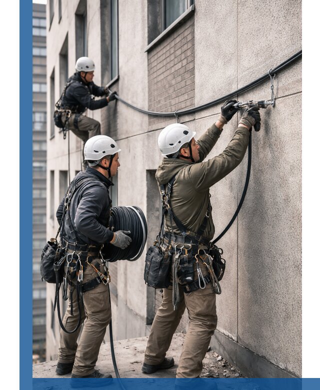 Прокладка кабеля по фасаду в Муре, профессиональный монтаж