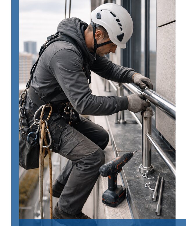 Монтаж ограждений на высоте в Муре для зданий и конструкций