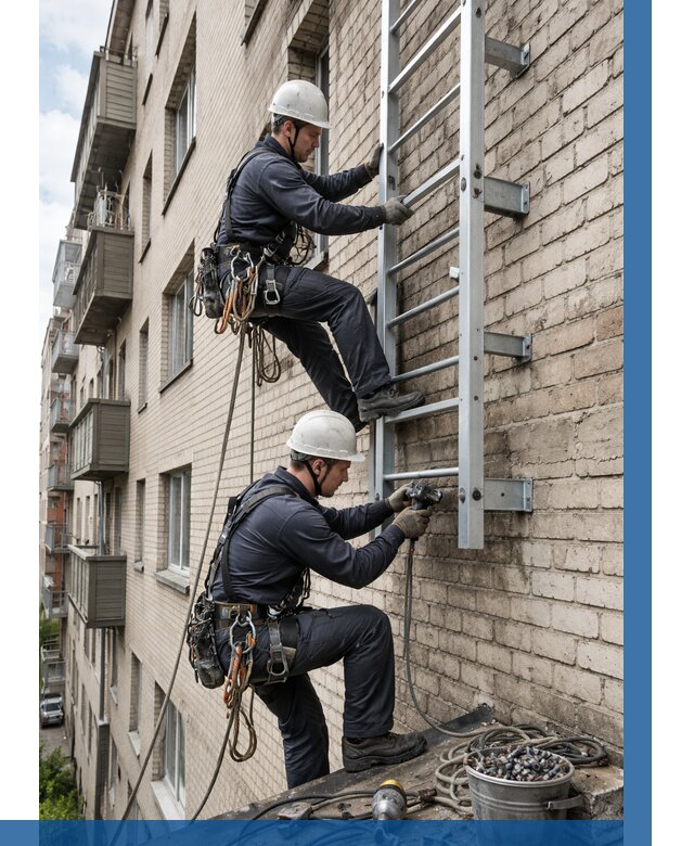 Монтаж пожарной лестницы в Муре от 25525 р заказать у ВЫСОТНИК-Мум