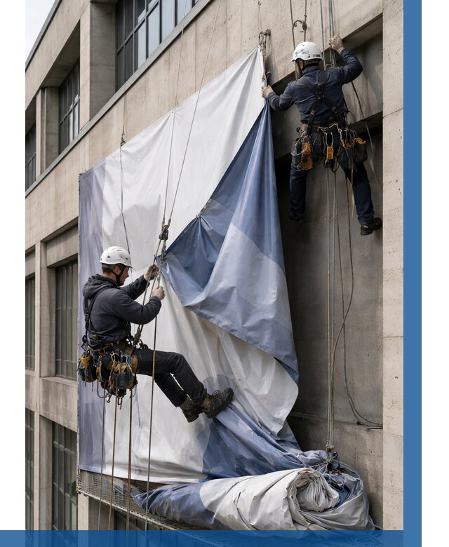 Демонтаж баннеров с фасада в Муре от 4595 р. | ВЫСОТНИК-Мум