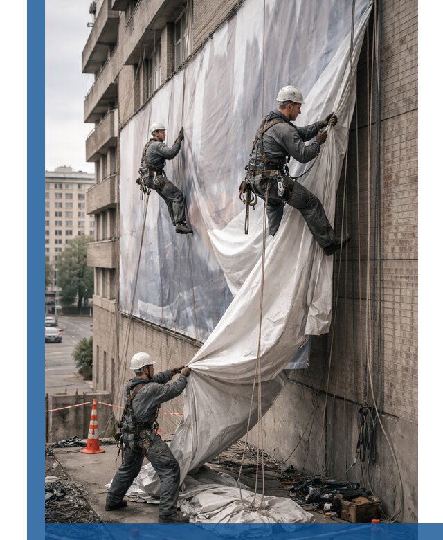 Демонтаж баннеров с фасада в Муре оперативно и безопасно