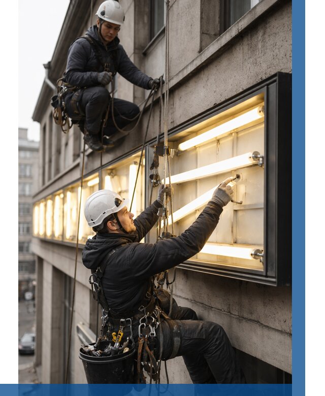 Замена ламп в вывеске в Муре под ключ от 3574 р. | ВЫСОТНИК-Мум