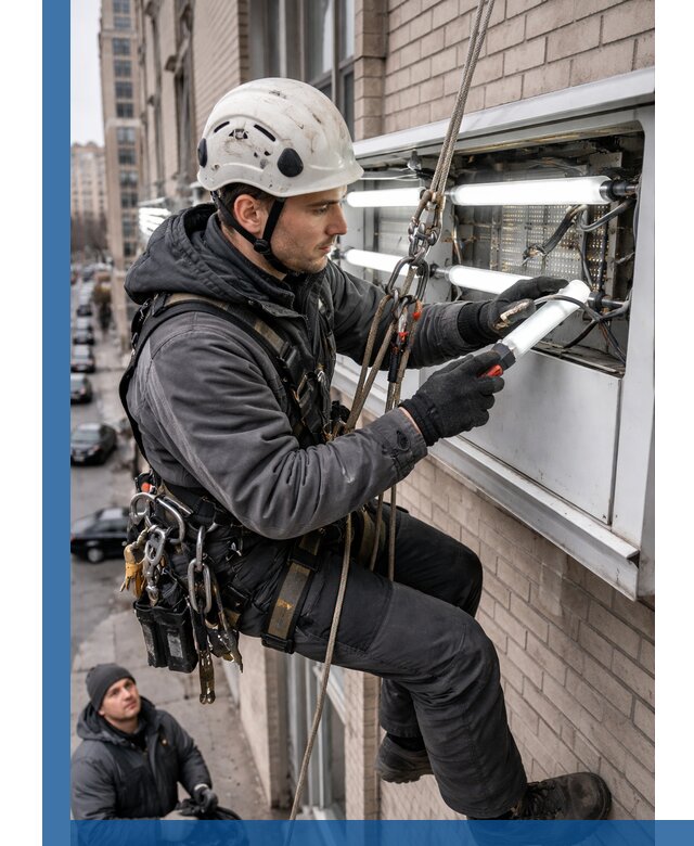 Профессиональная замена ламп в наружной вывеске в Муре