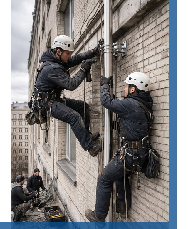 Монтаж флагштока на здании в Муре от 6637 р. | ВЫСОТНИК-Мум