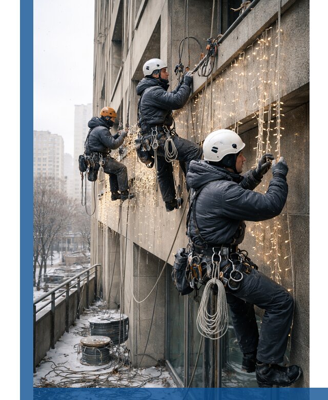 Монтаж новогодней иллюминации и украшение фасадов в Муре