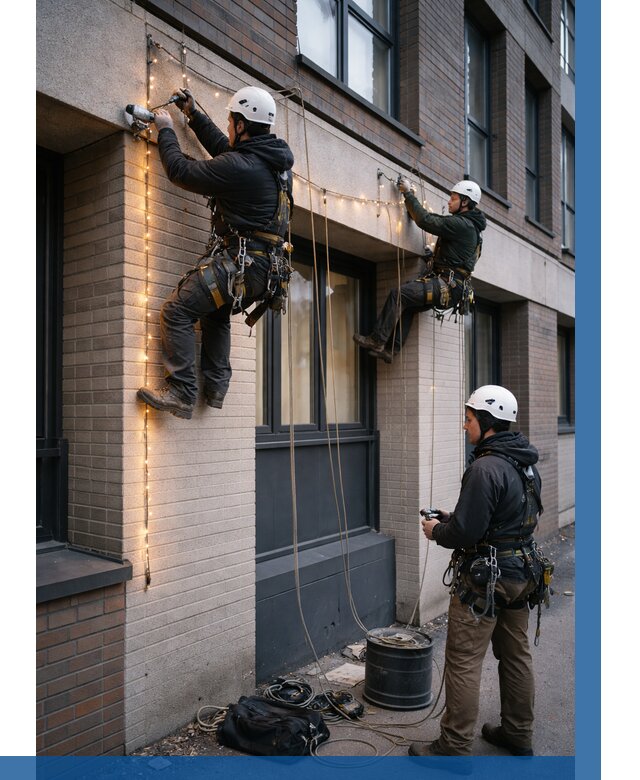 Монтаж гирлянд на фасаде в Муре от 3574 р. | ВЫСОТНИК-Мум