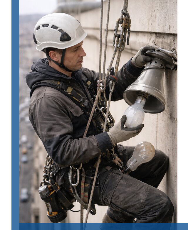 Замена ламп на высоте в Муре профессионально и быстро