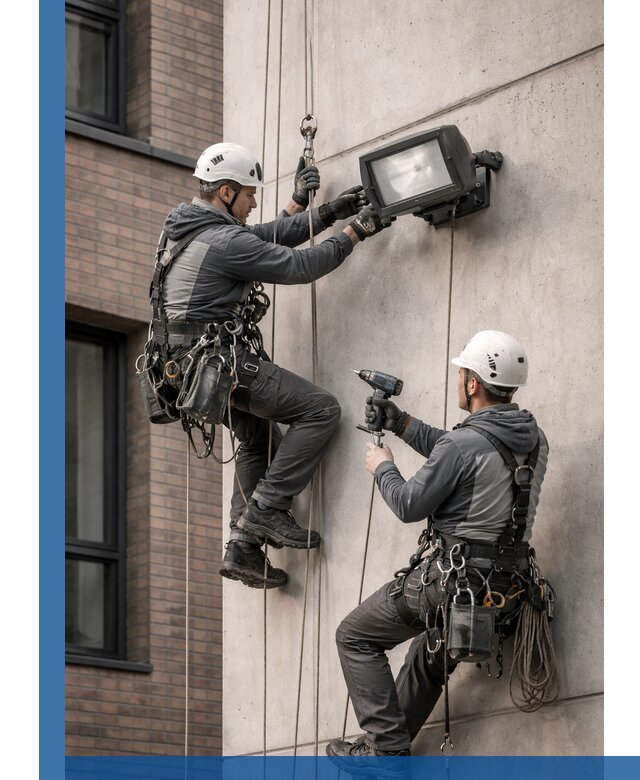 Профессиональный монтаж фасадных прожекторов в Муре под ключ