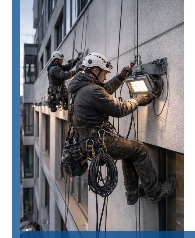 Монтаж фасадного освещения в Муре установка и подключение