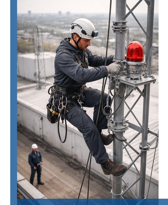 Монтаж заградительных огней и обслуживание объектов в Муре