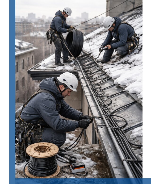 Монтаж греющего кабеля на кровле в Муре под ключ