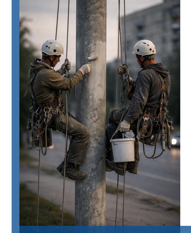 Покраска опор освещения и антикоррозийная защита в Муре
