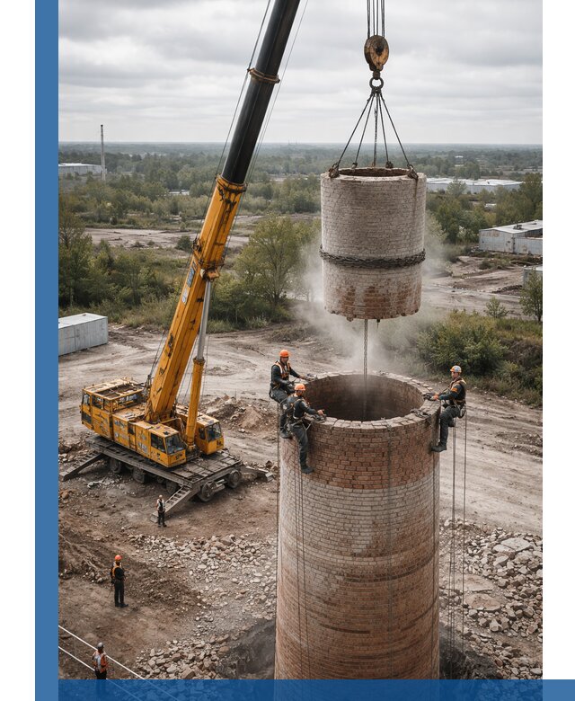 Демонтаж дымовой трубы в Муре с гарантиями безопасности