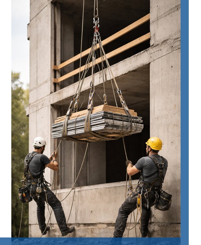 Подъем материала на этаж веревками в Муре от 1532 р. | ВЫСОТНИК-Мум