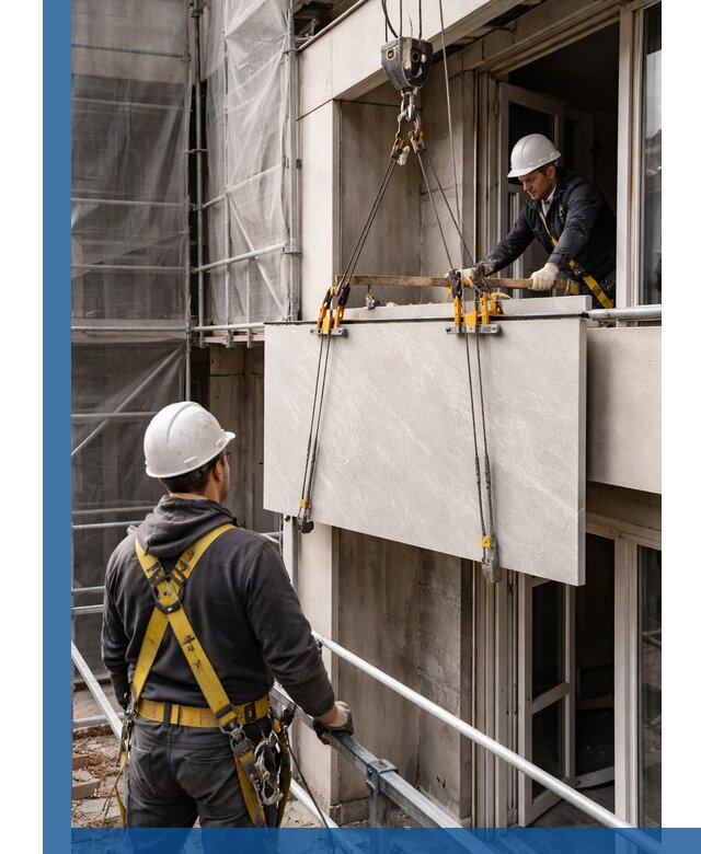 Подъем керамогранита на этаж в Муре грузчиками и техникой