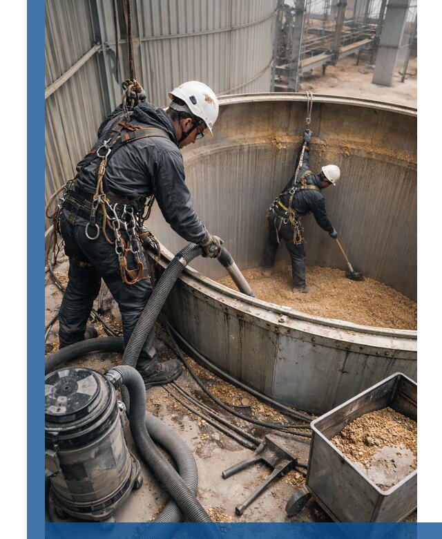 Профессиональная чистка зерновых бункеров в Муре с выездом