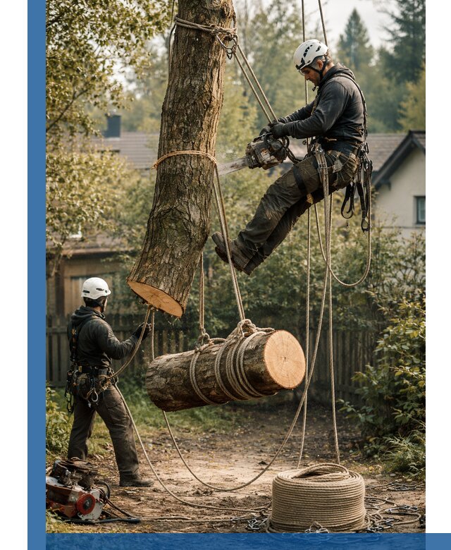Валка деревьев частями в Муре, безопасно и аккуратно