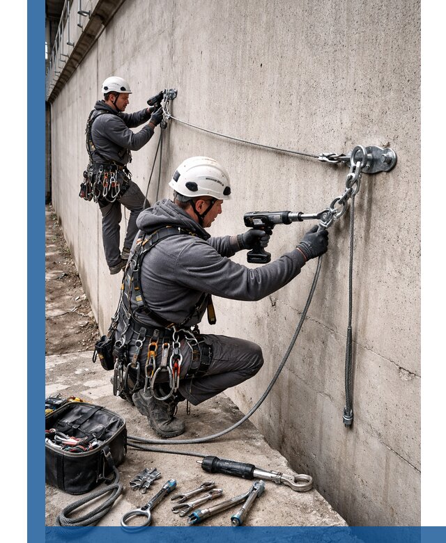 Монтаж анкерных линий высотной безопасности в Муре