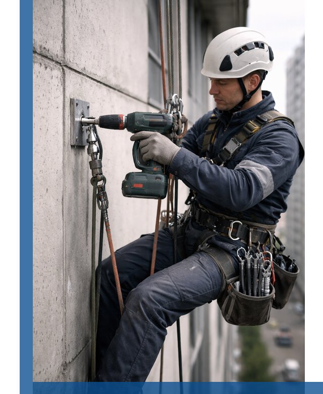 Установка анкерных точек для высотных работ в Муре