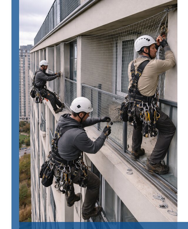 Профессиональный монтаж защитной сетки от птиц в Муре